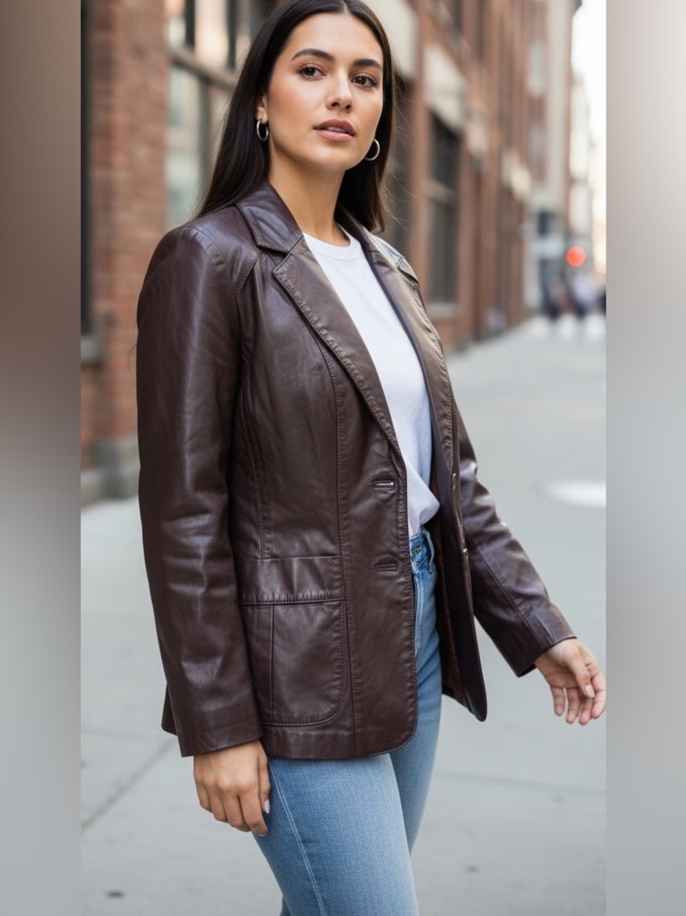 Opera Dark Burgundy Leather Blazer Size 5 EUC